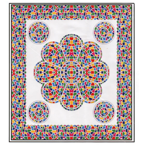 Toalha Grande Indiana Flor de Mosaico Colorido 240 x 210 cm