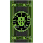 Toalha de Praia Microfibra Portugal com Escudo Verde e Risca Vertical