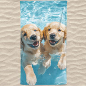 Toalha de Praia Microfibra Criança Cãezinhos na Água #6004 #SC005371